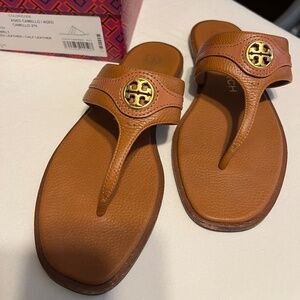 Tory Burch Sandals Flip Flops Thong Welt Tumbled Leather Size 7 Style 83537